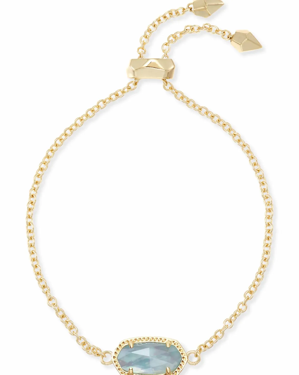 Elaina Gold Adjustable Chain Bracelet in Light Blue Illusion