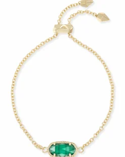 Elaina Gold Adjustable Chain Bracelet in Emerald Cat’s Eye