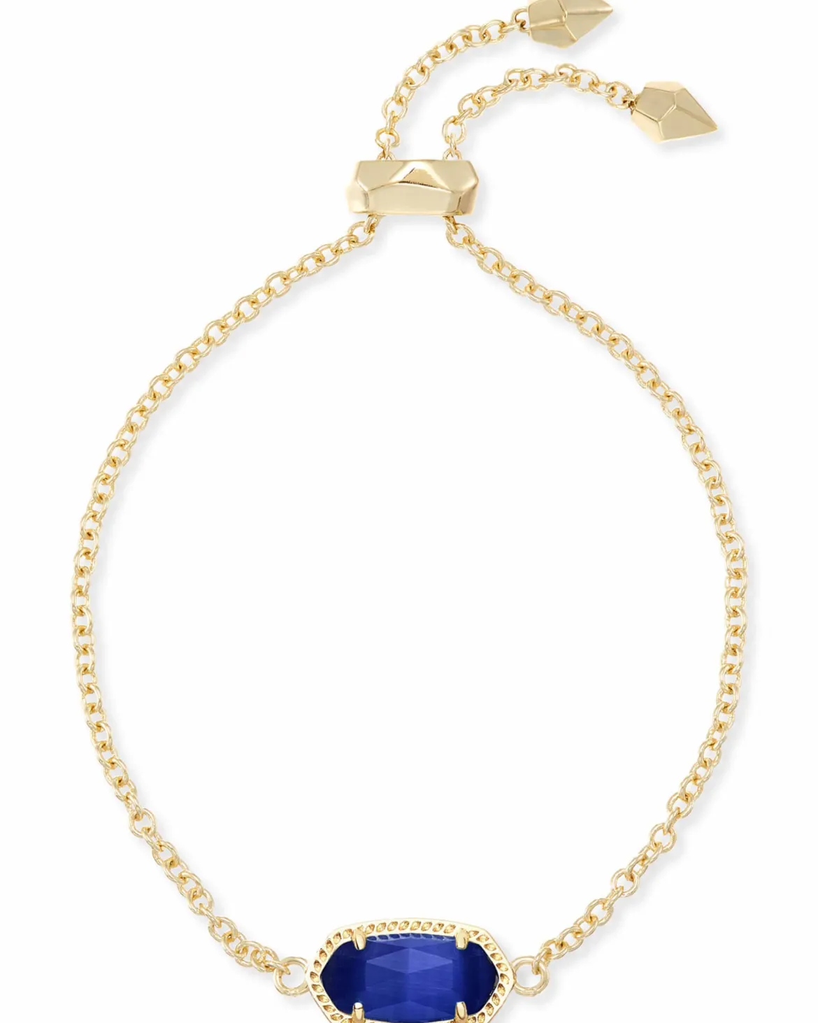 Elaina Gold Adjustable Chain Bracelet in Cobalt Cat’s Eye