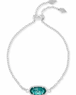 Elaina Silver Adjustable Chain Bracelet in London Blue Glass