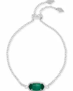 Elaina Silver Adjustable Chain Bracelet in Emerald Cat’s Eye
