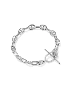 Elaina Toggle Silver Link and Chain Bracelet