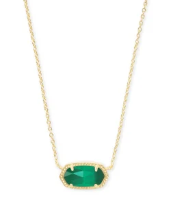 Elisa Gold Pendant Necklace in Emerald Cat’s Eye