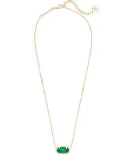 Elisa Gold Pendant Necklace in Emerald Cat’s Eye