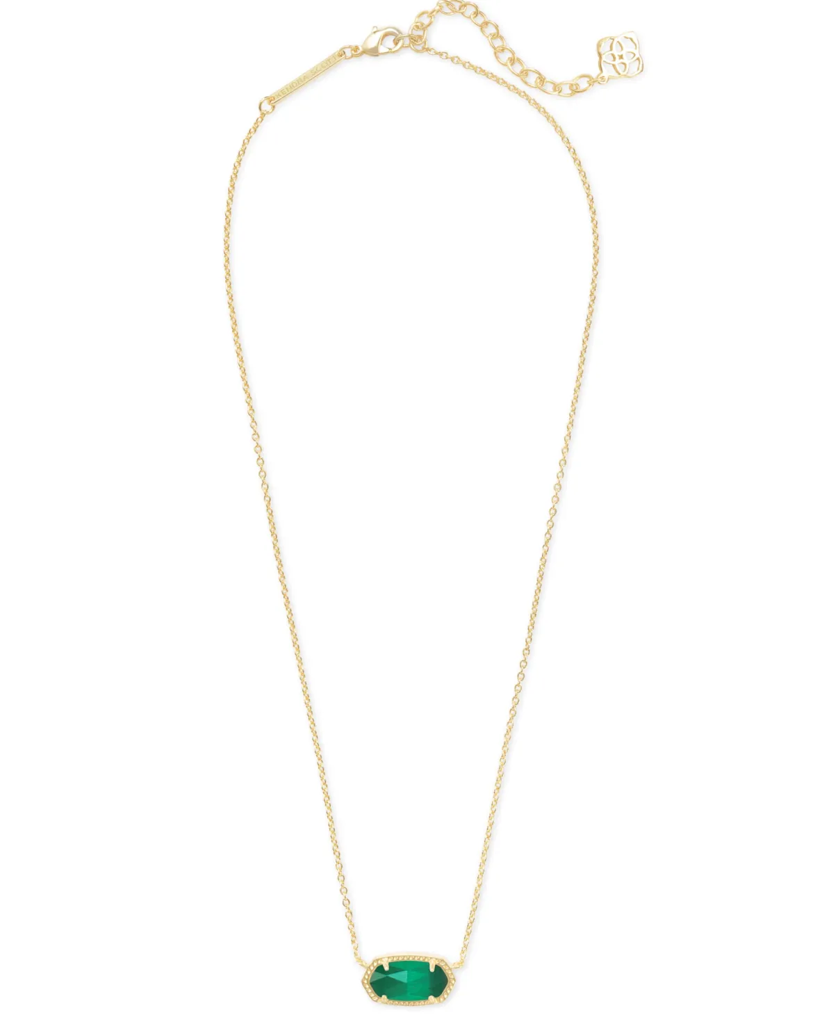 Elisa Gold Pendant Necklace in Emerald Cat’s Eye