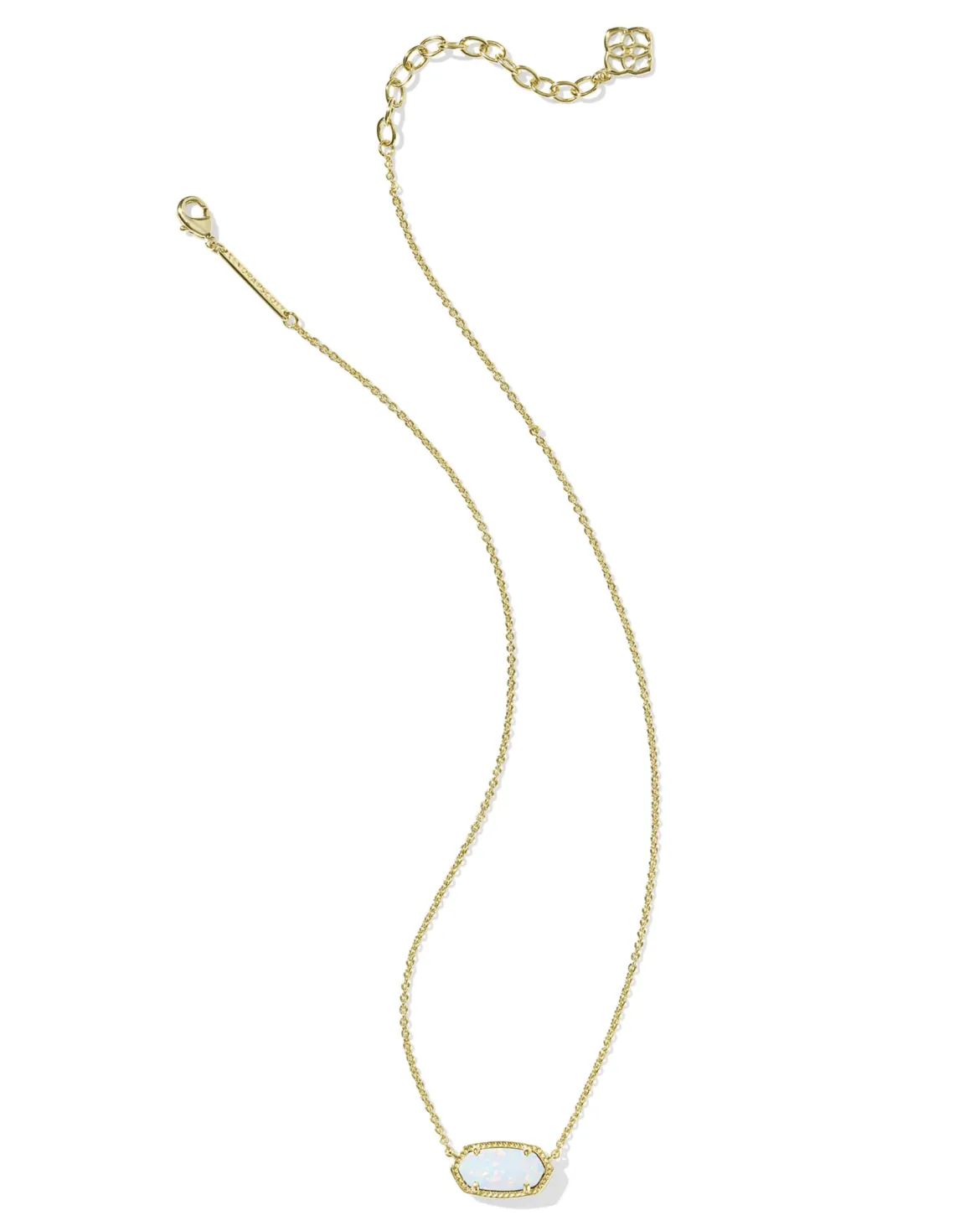 Elisa Gold Pendant Necklace in White Lab Grown Opal
