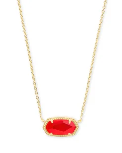 Elisa Gold Pendant Necklace in Red Illusion