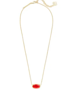 Elisa Gold Pendant Necklace in Red Illusion