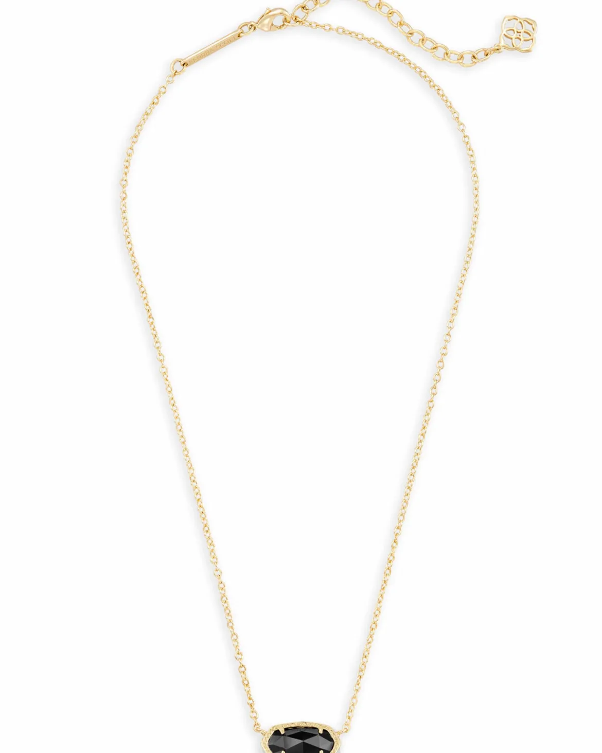 Elisa Gold Pendant Necklace in Black Opaque Glass