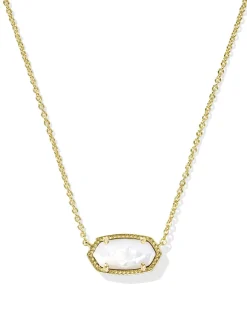 Elisa Gold Pendant Necklace in Ivory Mother-of-Pearl