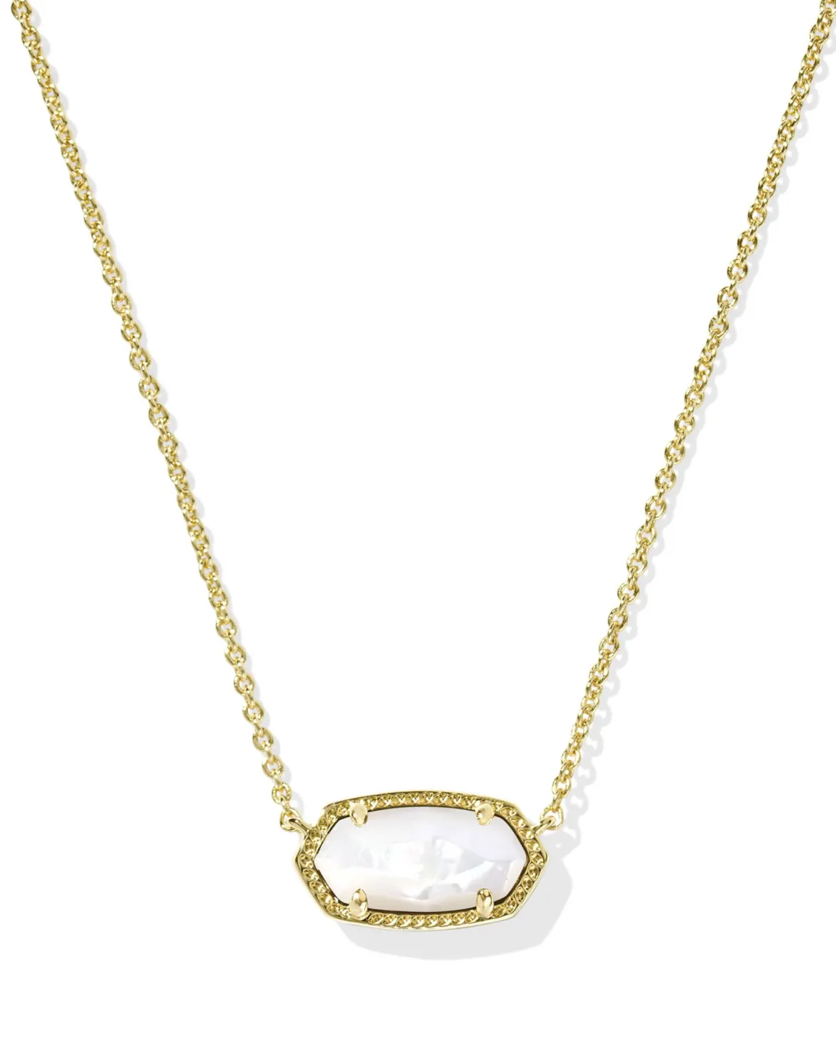 Elisa Gold Pendant Necklace in Ivory Mother-of-Pearl