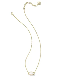 Elisa Gold Pendant Necklace in Ivory Mother-of-Pearl