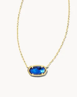 Elisa Gold Pendant Necklace in Navy Abalone