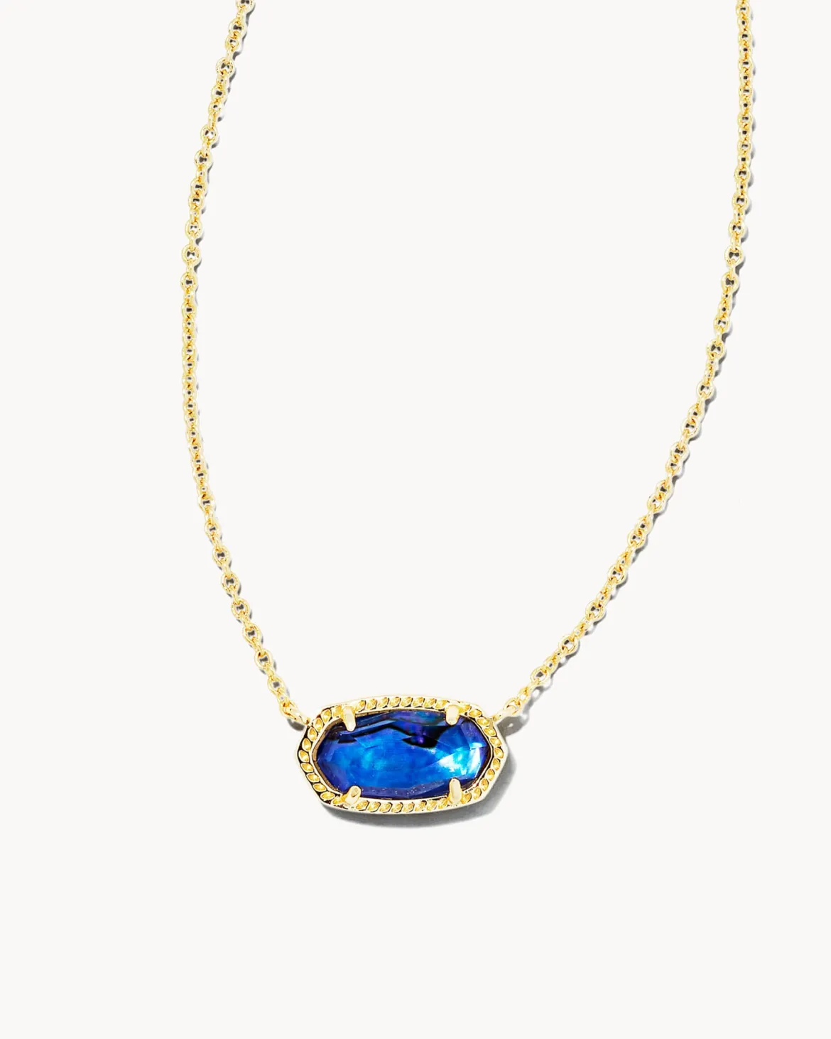 Elisa Gold Pendant Necklace in Navy Abalone