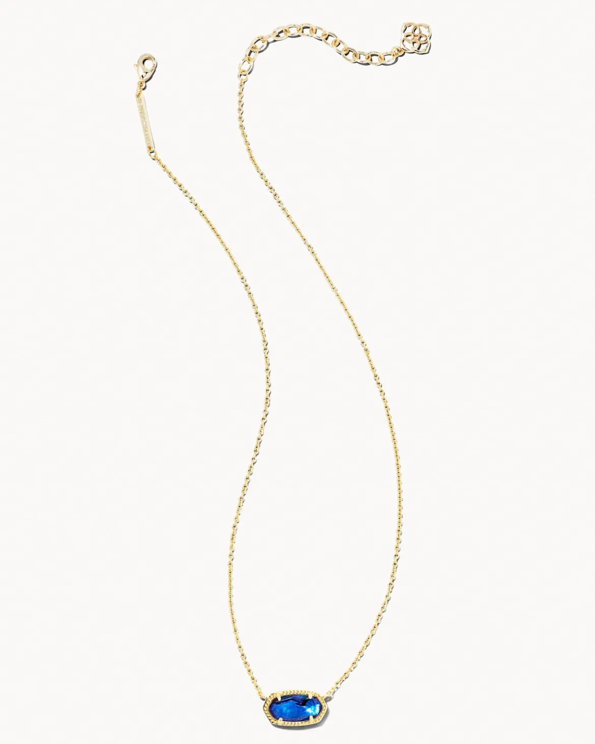 Elisa Gold Pendant Necklace in Navy Abalone