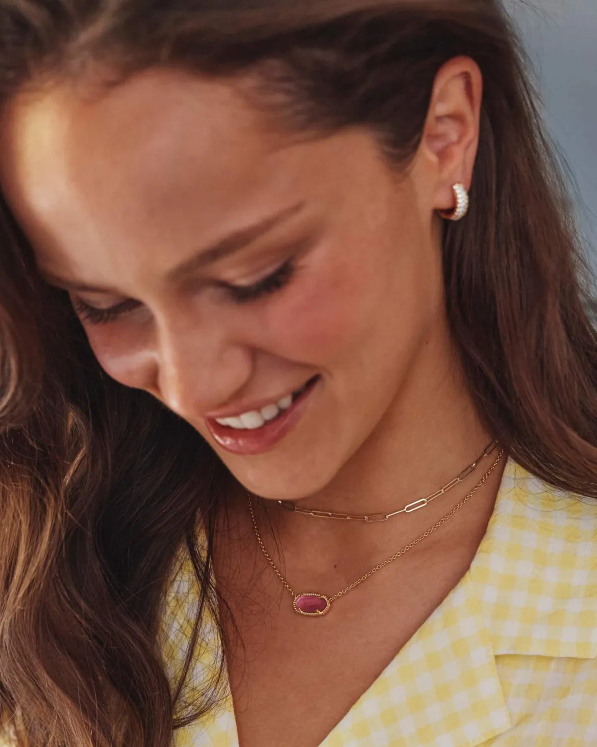 Elisa Gold Pendant Necklace in Azalea Illusion