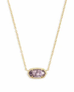 Elisa Gold Pendant Necklace in Amethyst