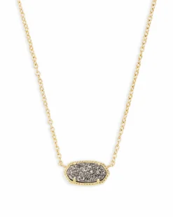 Elisa Gold Pendant Necklace in Platinum Drusy