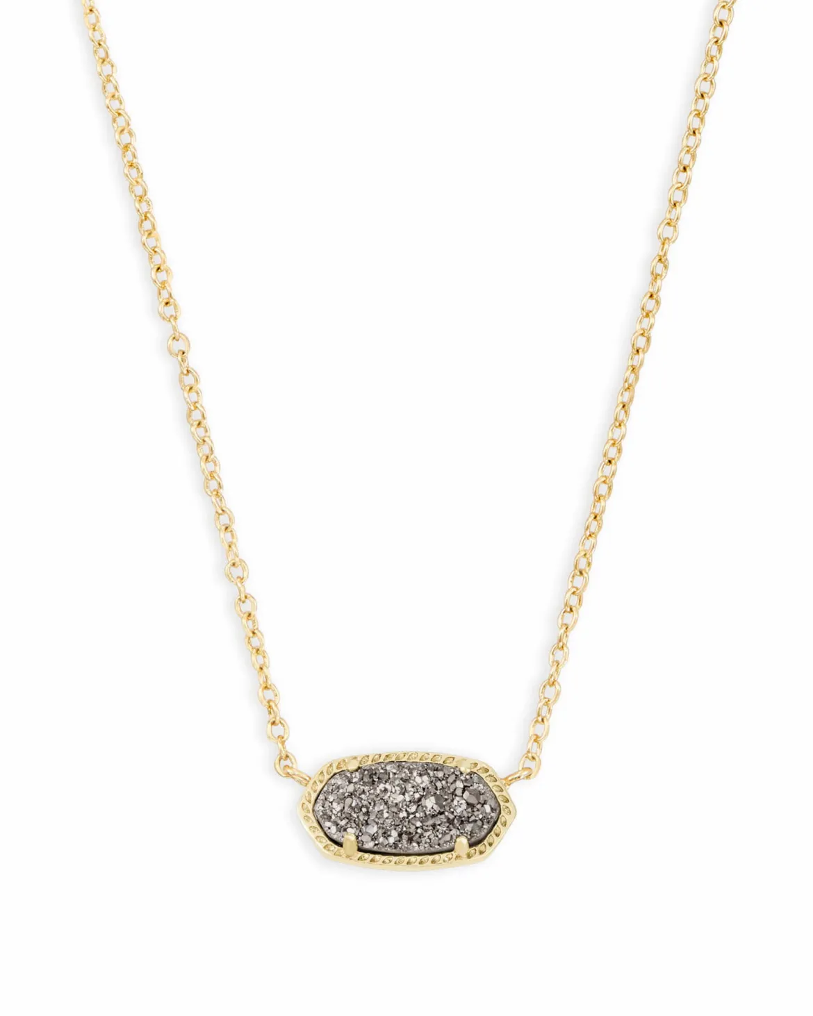 Elisa Gold Pendant Necklace in Platinum Drusy