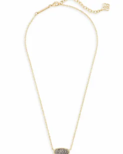 Elisa Gold Pendant Necklace in Platinum Drusy