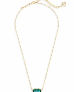 Elisa Gold Pendant Necklace in London Blue Glass