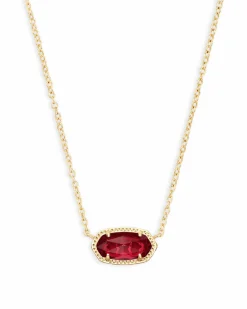 Elisa Gold Pendant Necklace in Berry Glass