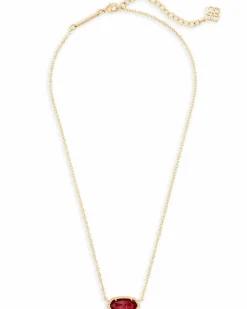 Elisa Gold Pendant Necklace in Berry Glass