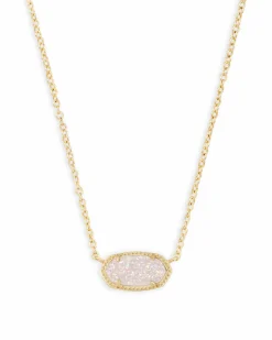 Elisa Gold Pendant Necklace in Iridescent Drusy