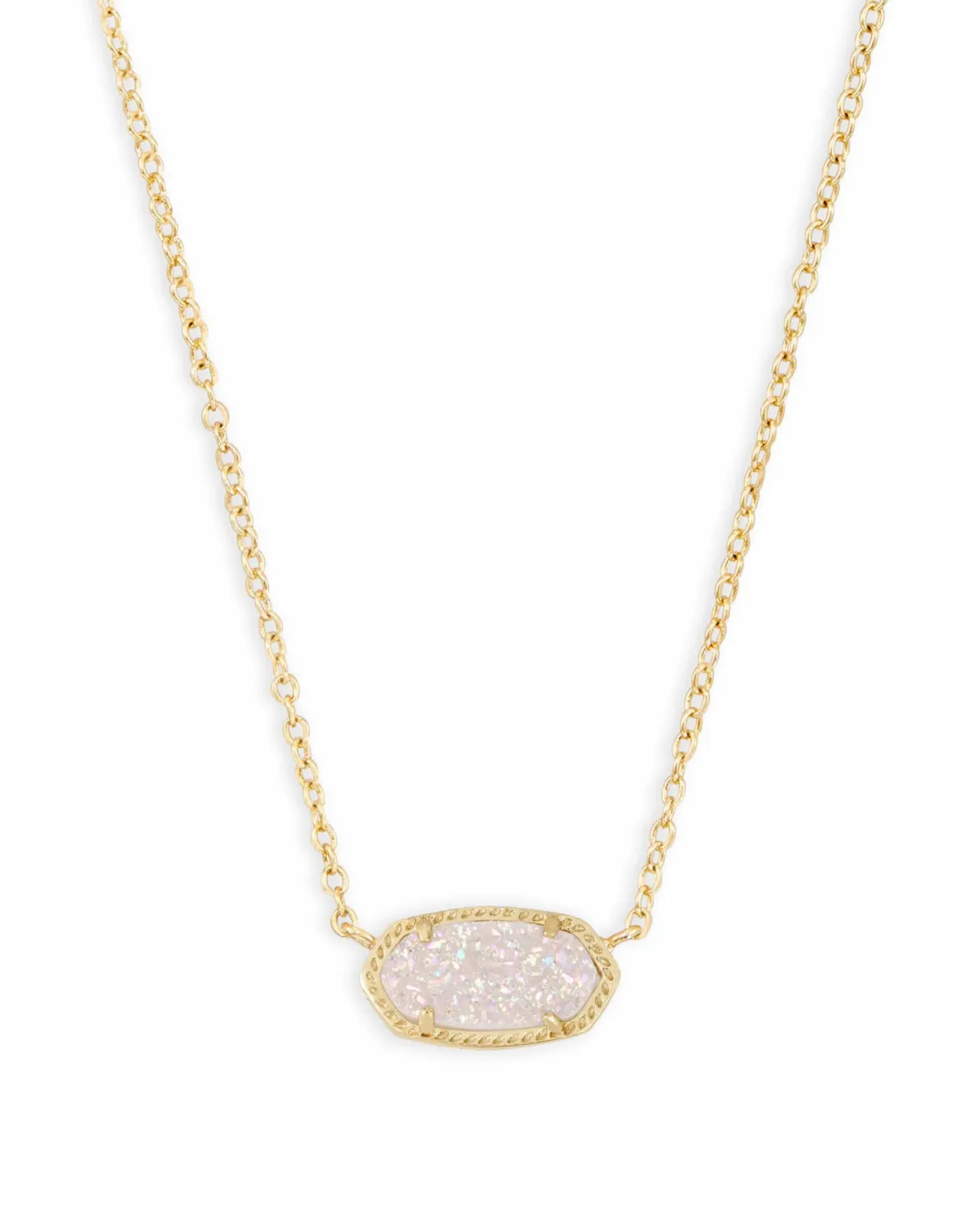 Elisa Gold Pendant Necklace in Iridescent Drusy