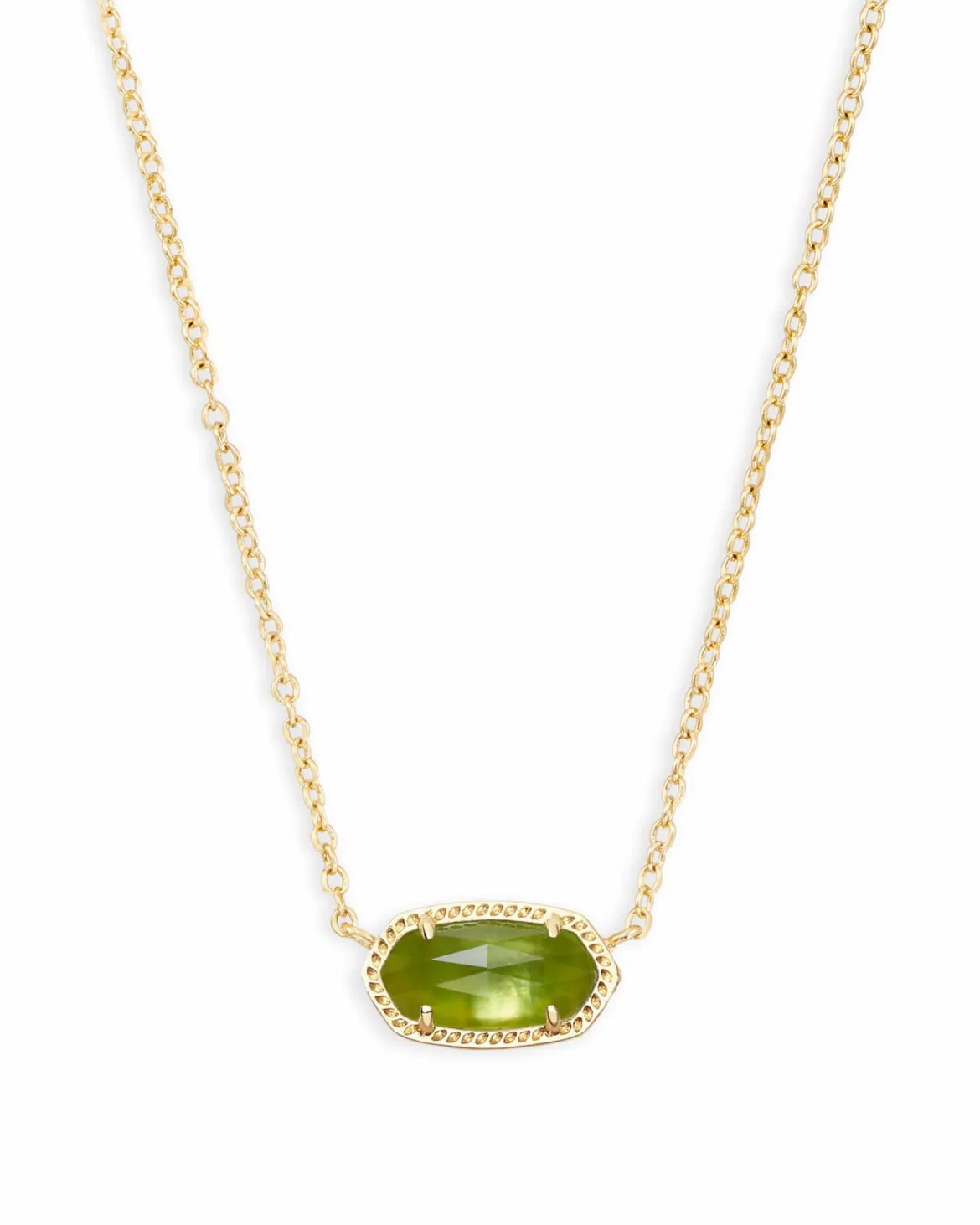 Elisa Gold Pendant Necklace in Peridot Illusion