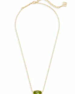 Elisa Gold Pendant Necklace in Peridot Illusion