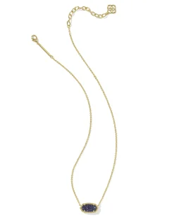 Elisa Gold Short Pendant Necklace in Multi Drusy