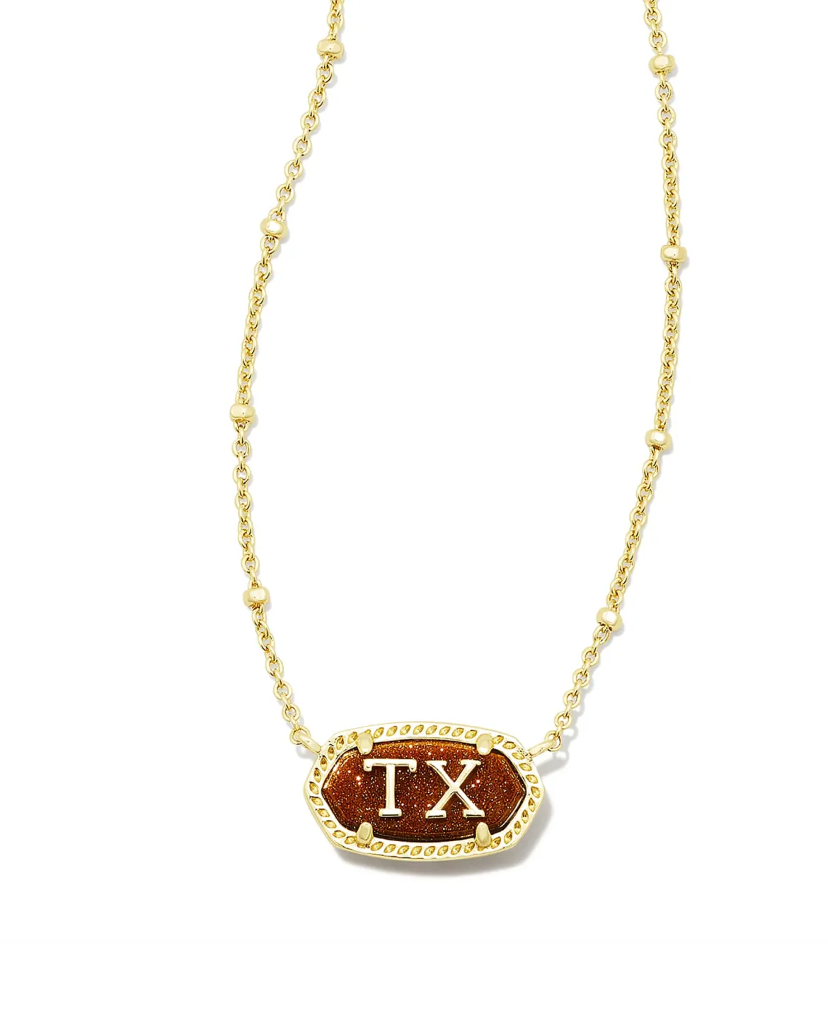 Elisa Gold Texas Necklace in Orange Goldstone
