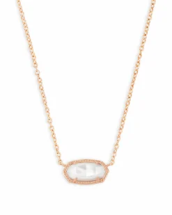 Elisa Rose Gold Pendant Necklace in Ivory Pearl