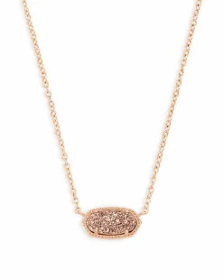 Elisa Rose Gold Pendant Necklace in Rose Gold Drusy