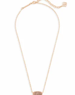 Elisa Rose Gold Pendant Necklace in Rose Gold Drusy
