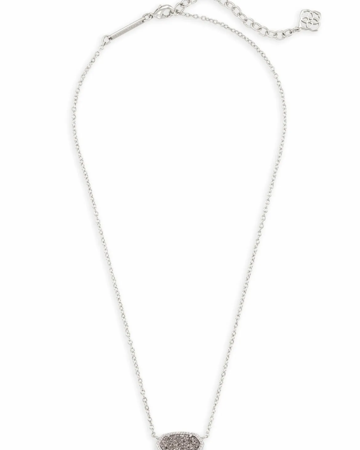 Elisa Silver Extended Length Pendant Necklace in Platinum Drusy