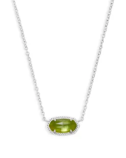 Elisa Silver Pendant Necklace in Peridot Illusion
