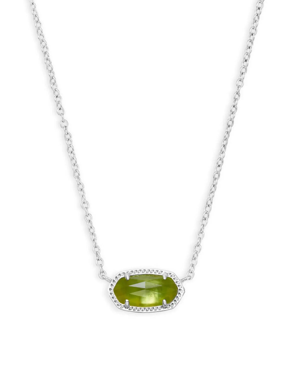 Elisa Silver Pendant Necklace in Peridot Illusion