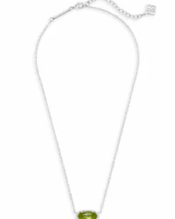 Elisa Silver Pendant Necklace in Peridot Illusion