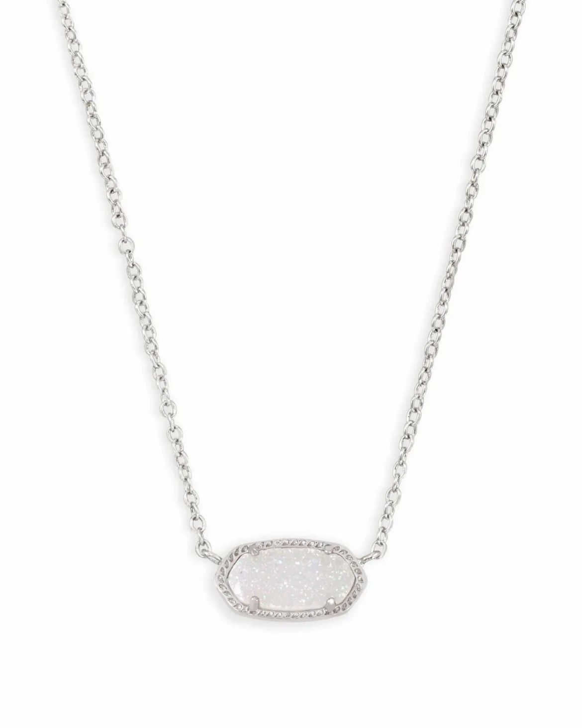 Elisa Silver Pendant Necklace in Iridescent Drusy