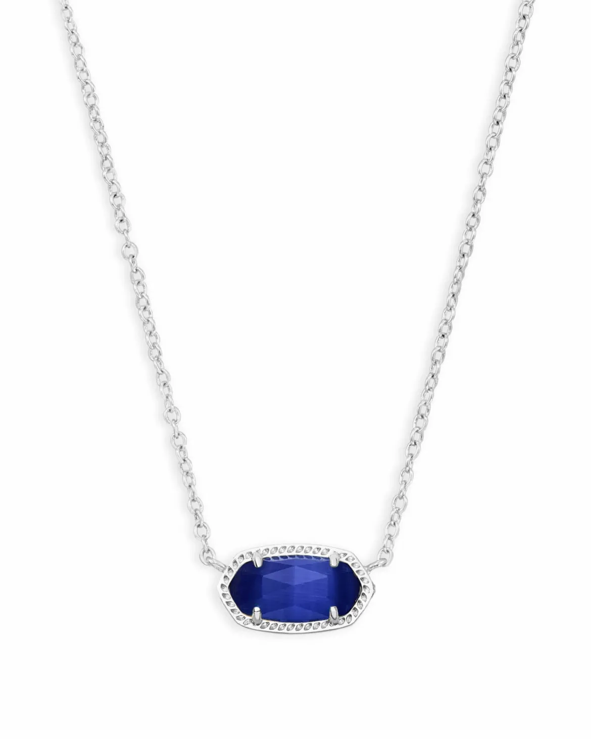 Elisa Silver Pendant Necklace in Cobalt Cats Eye