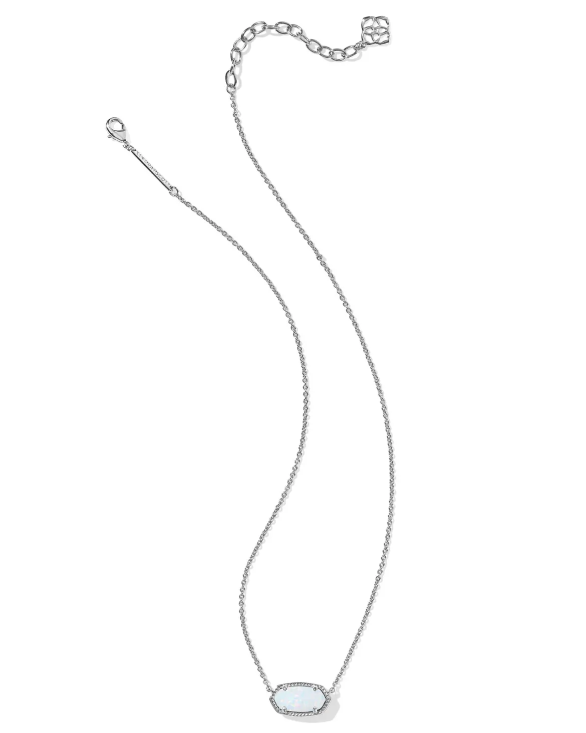 Elisa Silver Pendant Necklace in White Lab Grown Opal