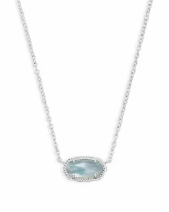 Elisa Silver Pendant Necklace in Light Blue Illusion
