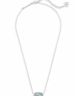 Elisa Silver Pendant Necklace in Light Blue Illusion