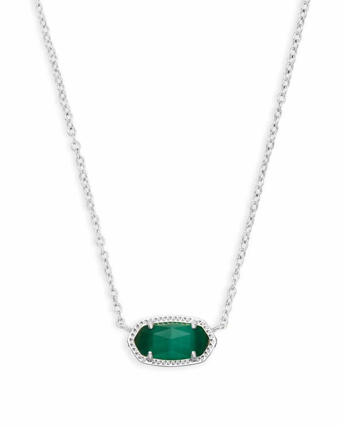 Elisa Silver Pendant Necklace in Emerald Cat’s Eye