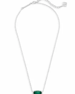 Elisa Silver Pendant Necklace in Emerald Cat’s Eye