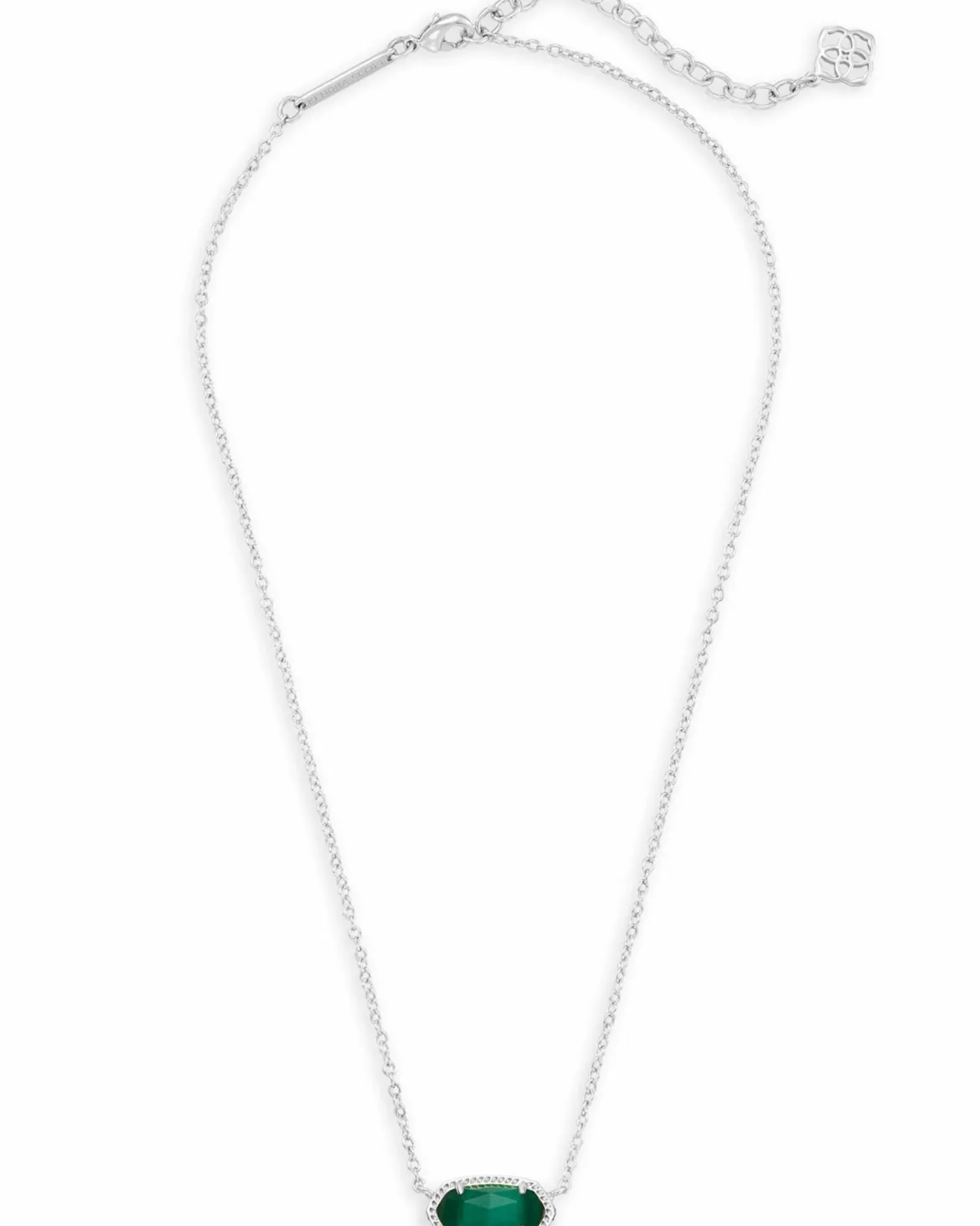 Elisa Silver Pendant Necklace in Emerald Cat’s Eye