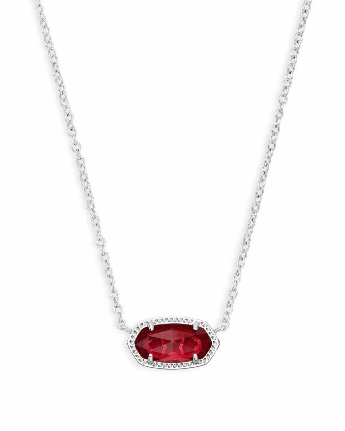 Elisa Silver Pendant Necklace in Berry Glass