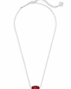Elisa Silver Pendant Necklace in Berry Glass